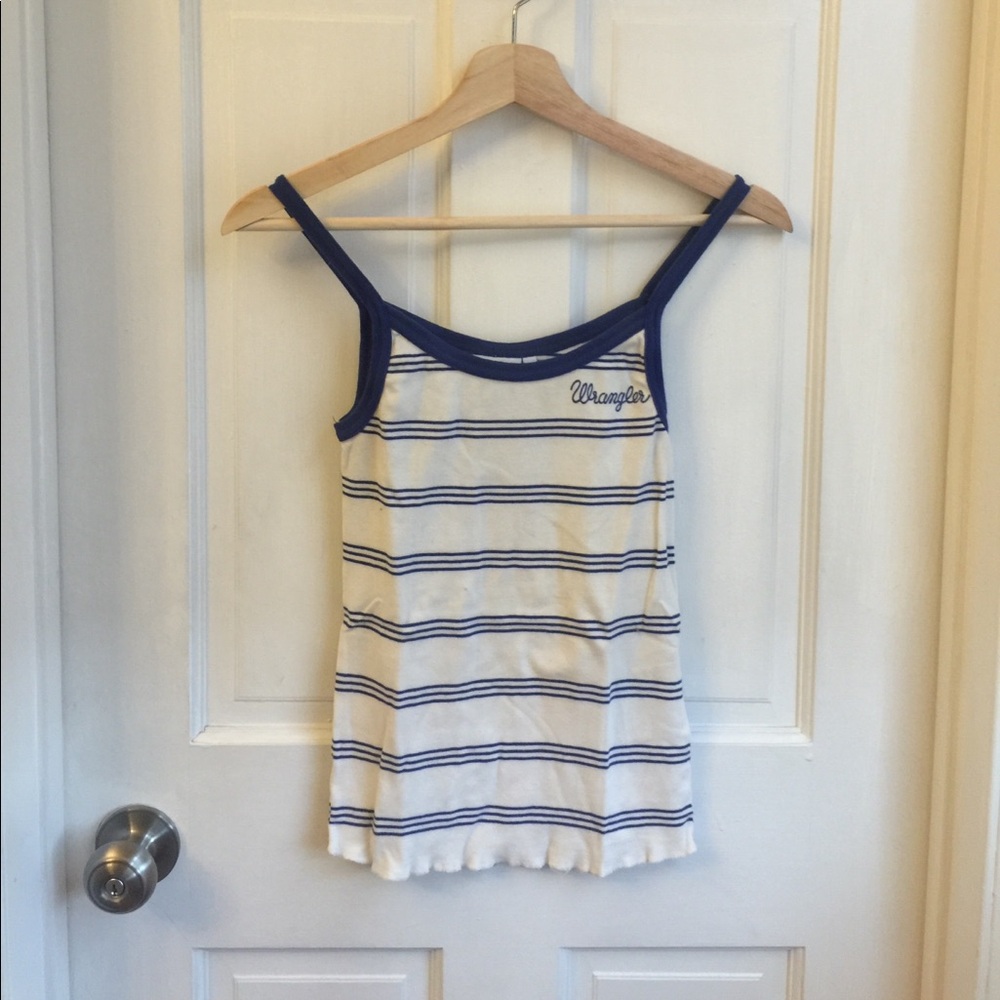Wrangler Blue and White Striped Tank Top